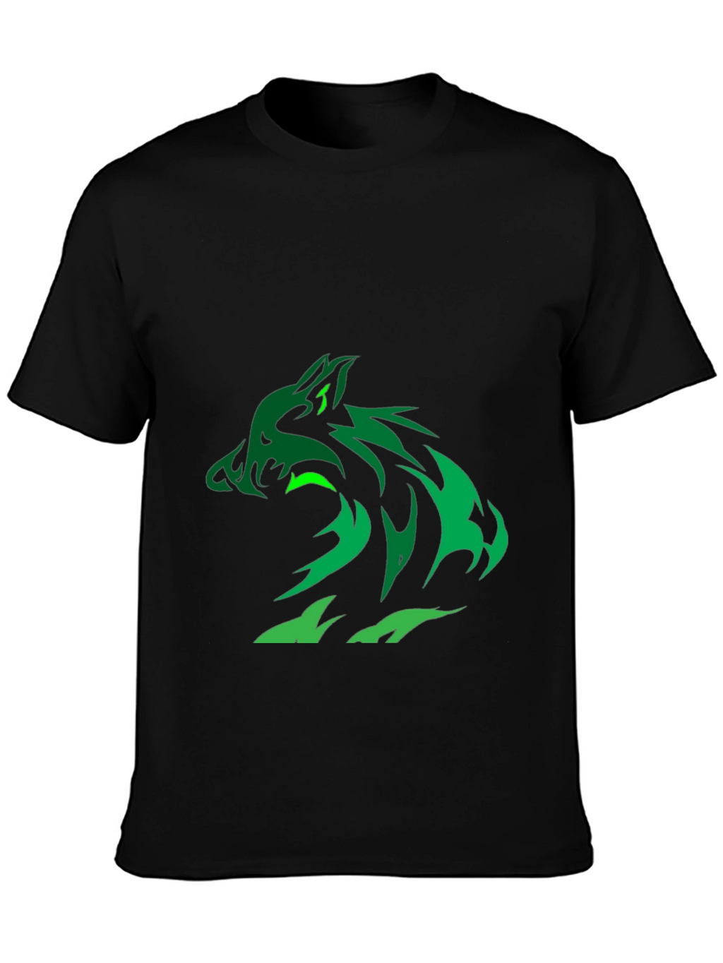 Green Wolf Graphic Black T-Shirt