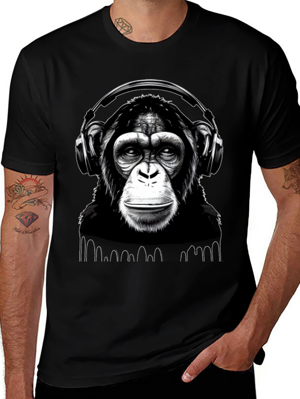 DJ Monkey T-Shirt - Black Graphic Tee