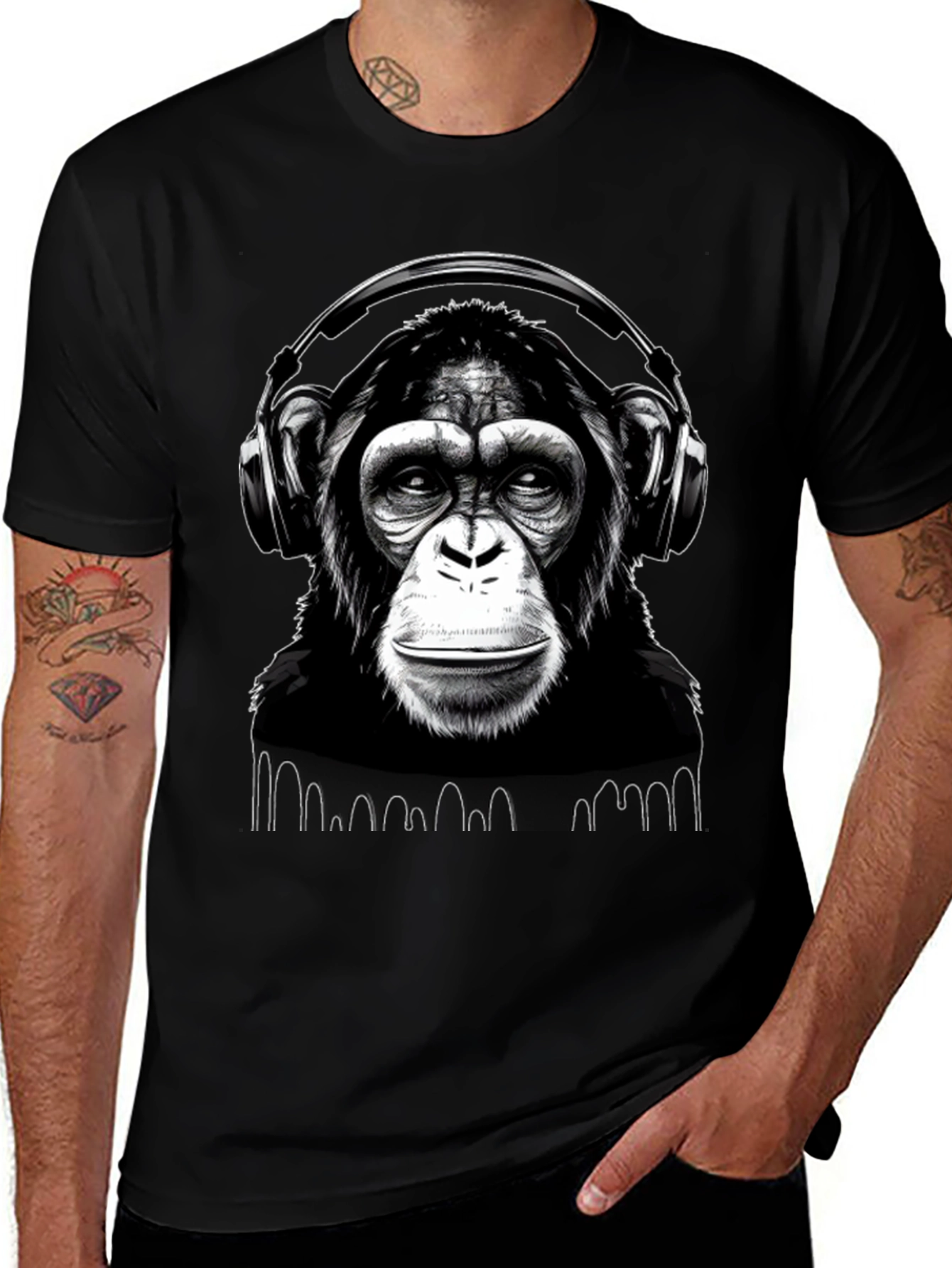 DJ Monkey T-Shirt - Black Graphic Tee