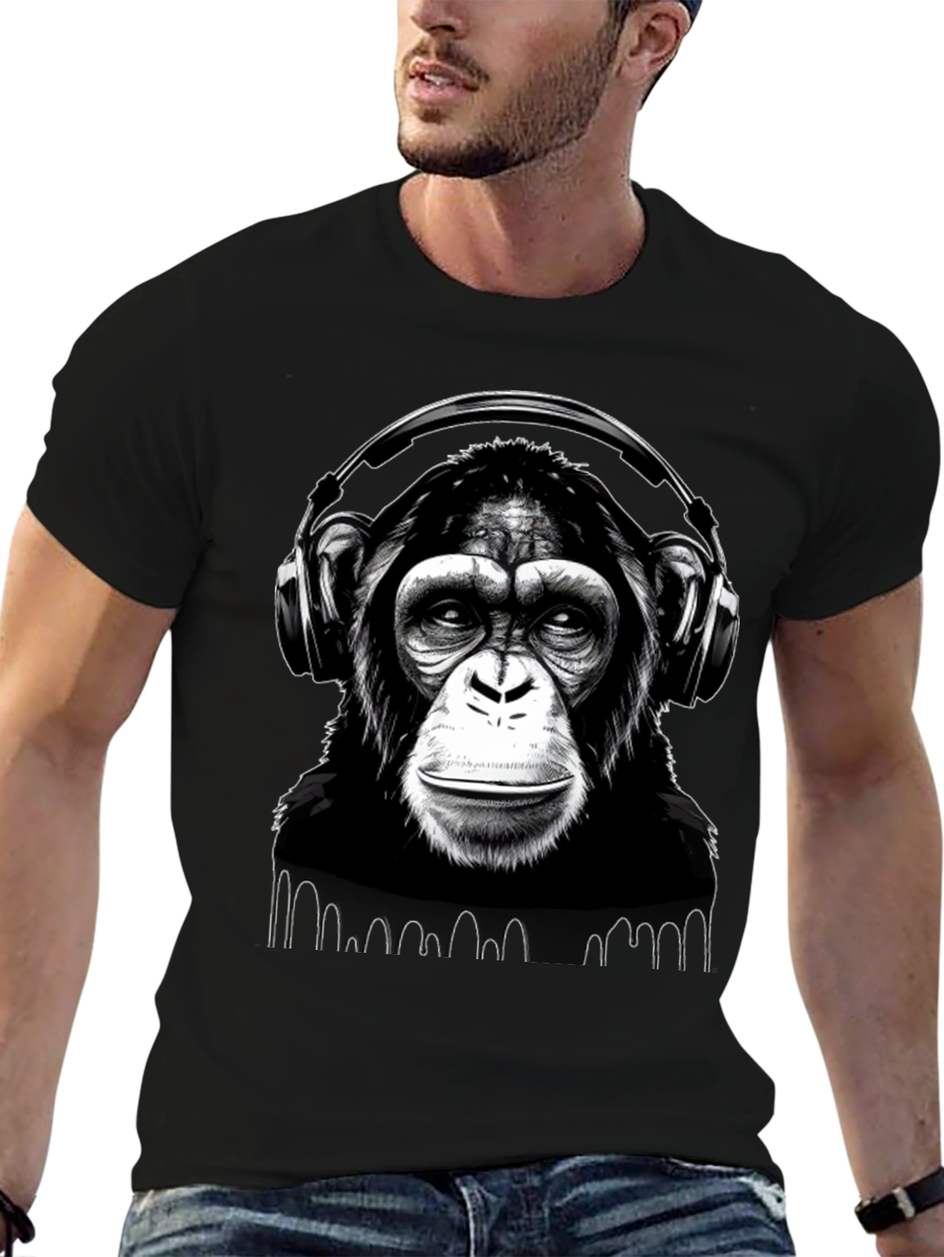DJ Monkey T-Shirt - Black Graphic Tee
