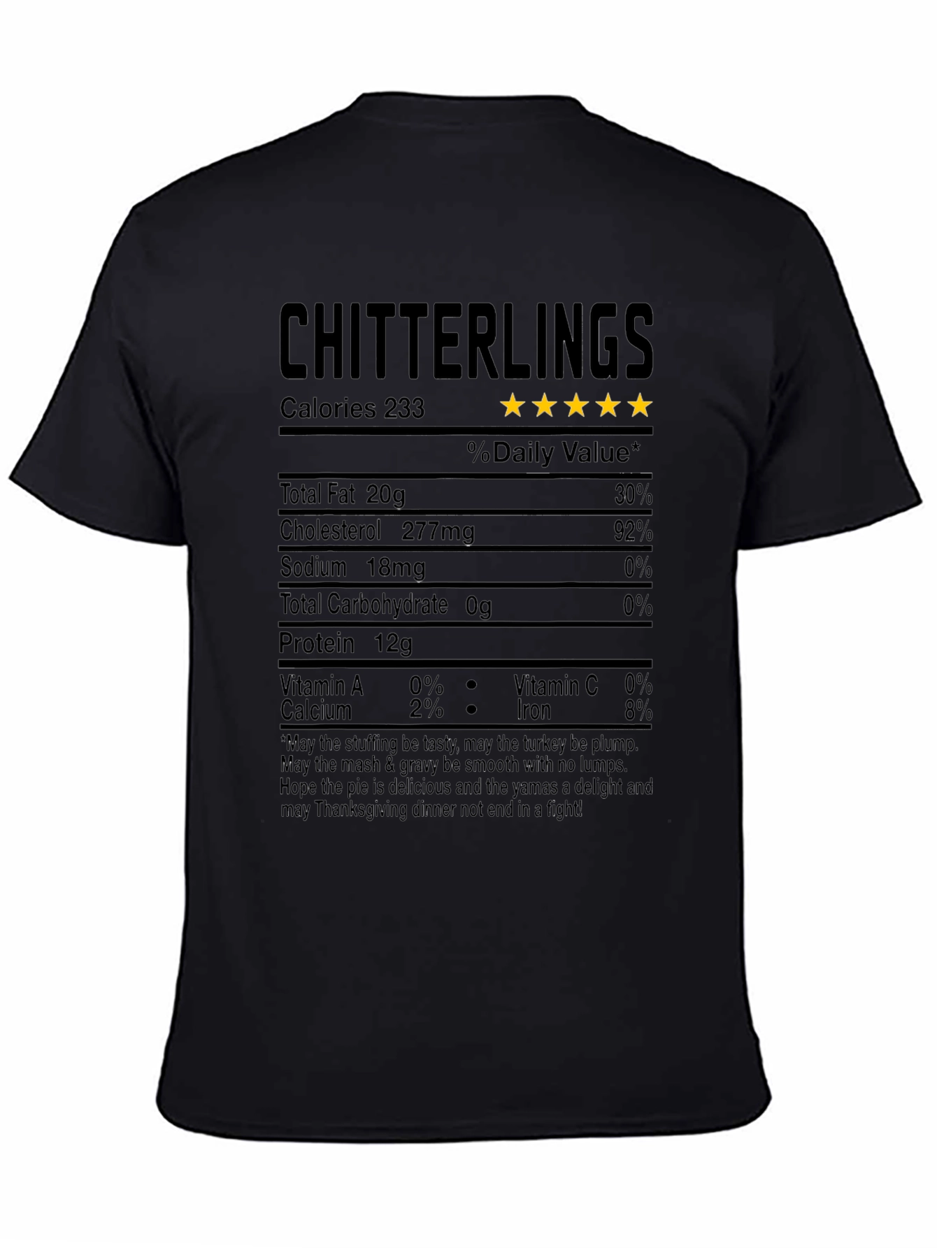 Chitterlings Thanksgiving Nutrition Facts T-Shirt