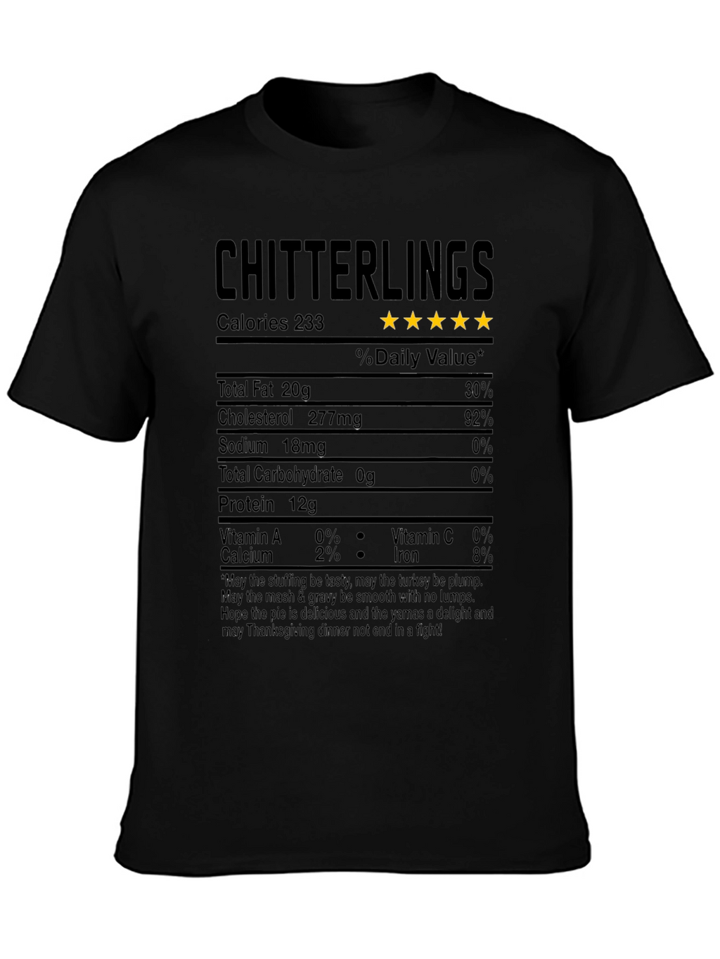 Chitterlings Thanksgiving Nutrition Facts T-Shirt