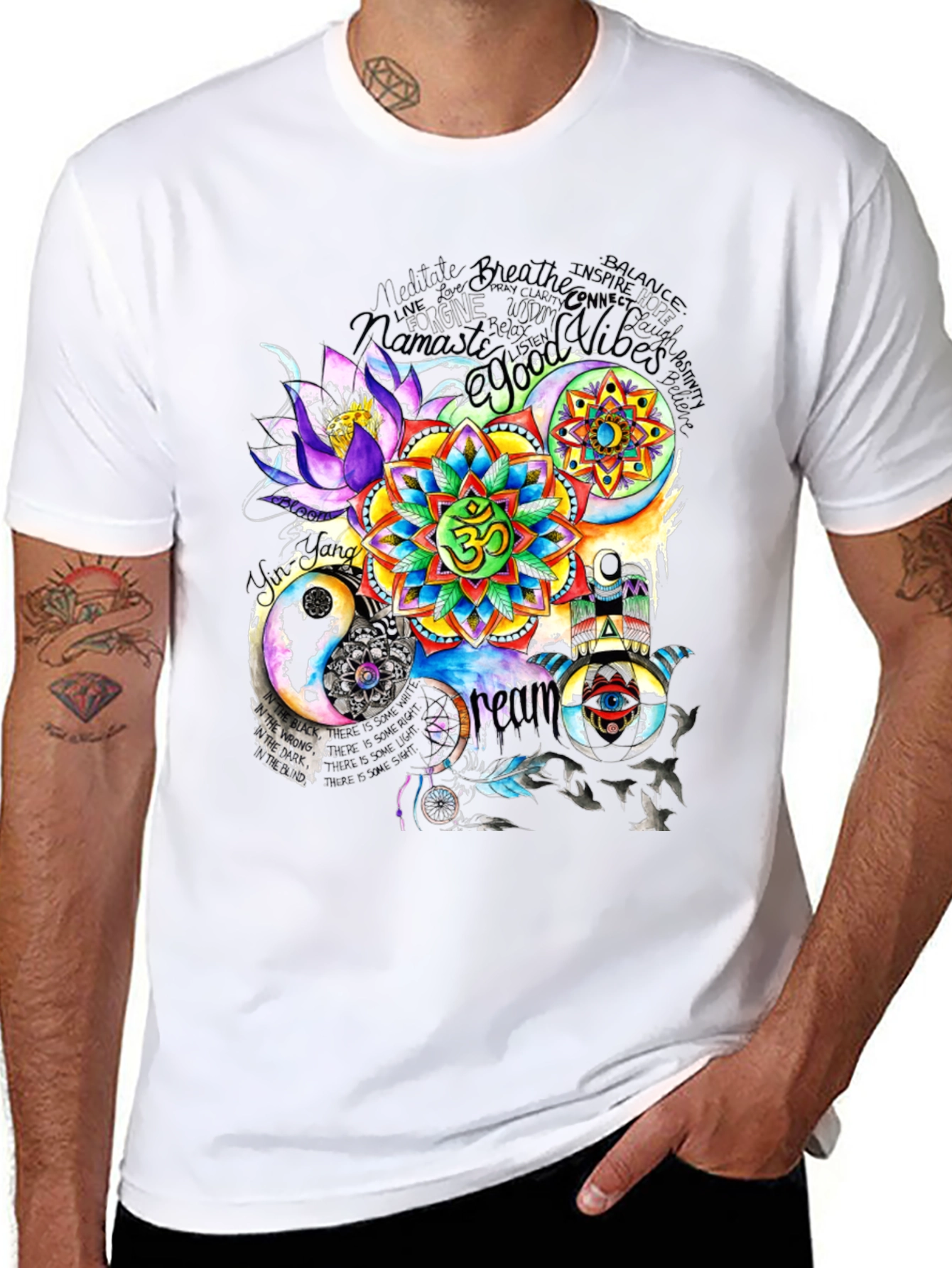 Om Mandala Graphic Print Black T-Shirt