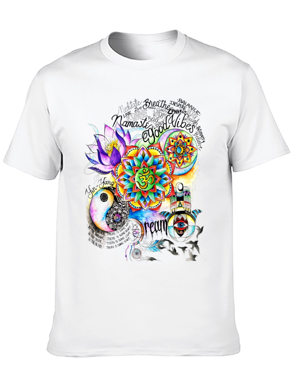 Om Mandala Graphic Print Black T-Shirt