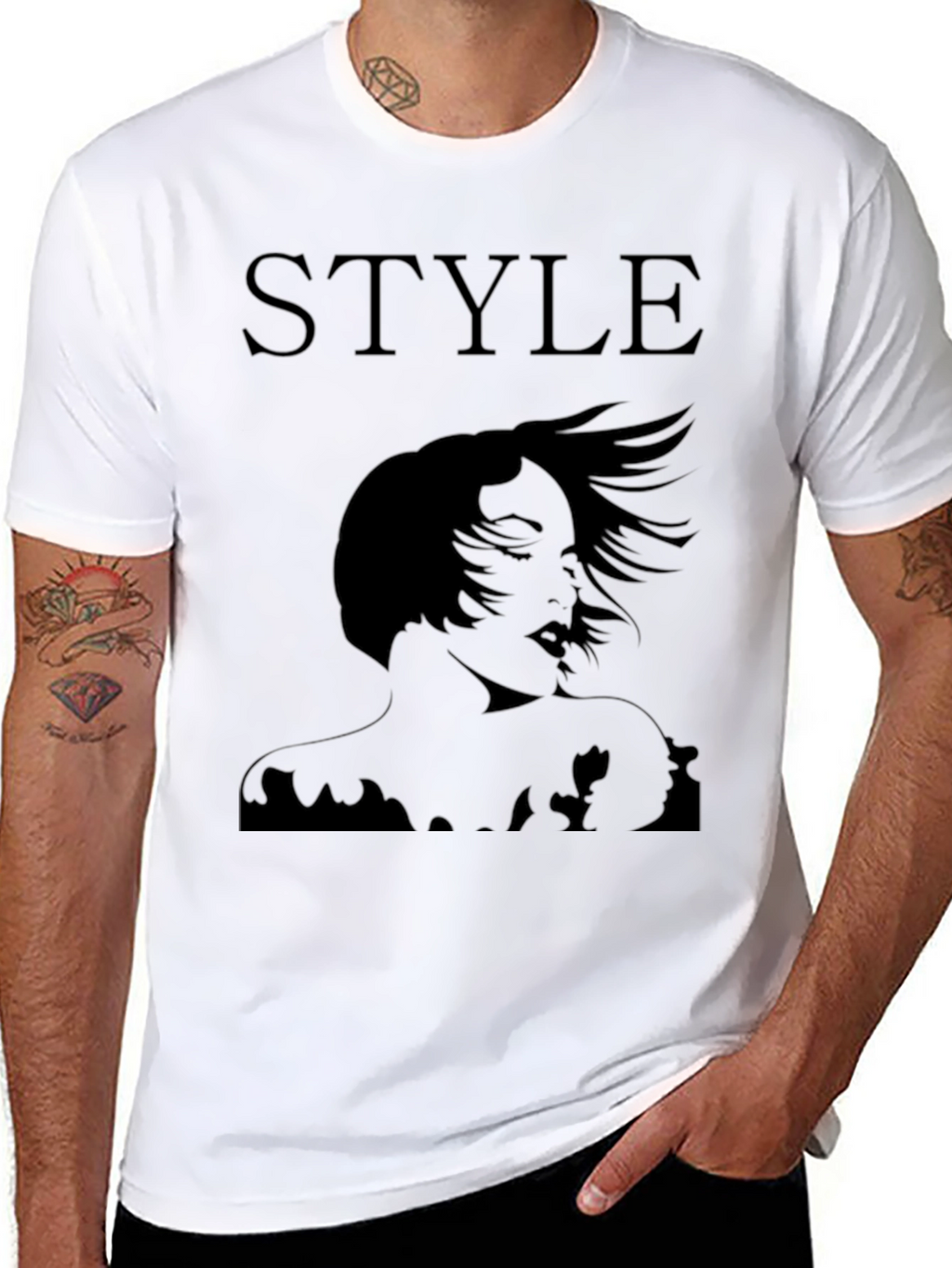 Stylish Black T-Shirt with Silhouette Design
