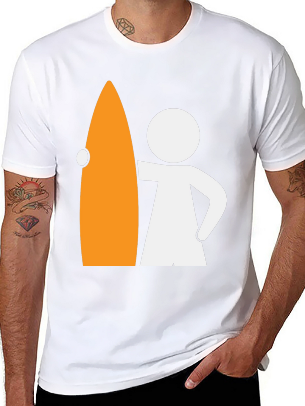 Surfer Dude Graphic Tee - Black Cotton T-Shirt
