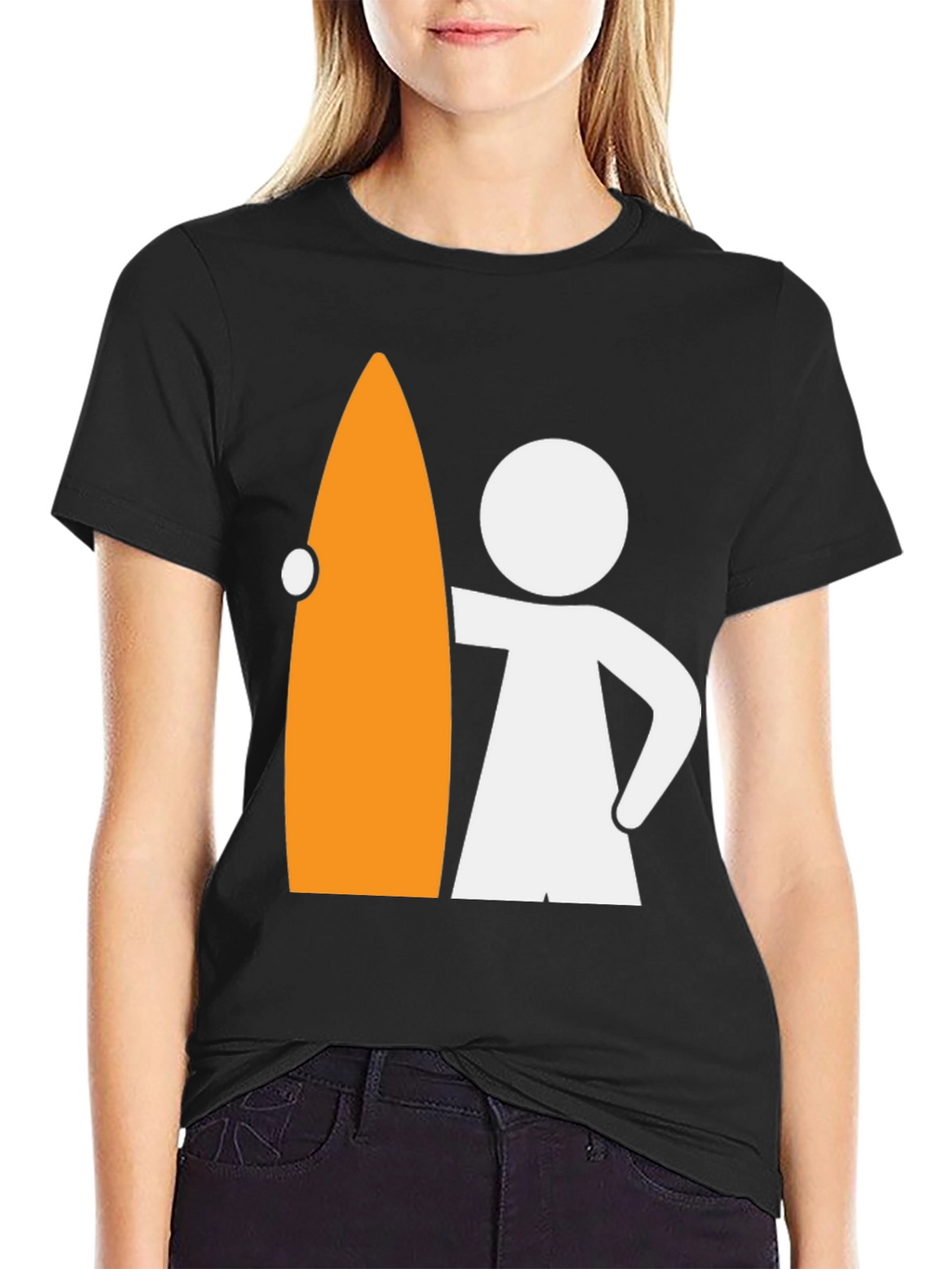 Surfer Dude Graphic Tee - Black Cotton T-Shirt