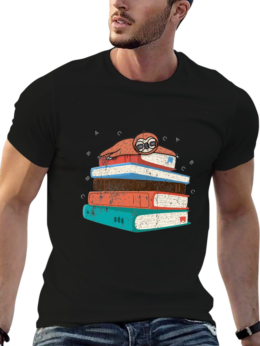 Sloth on Books T-Shirt - Readers Delight