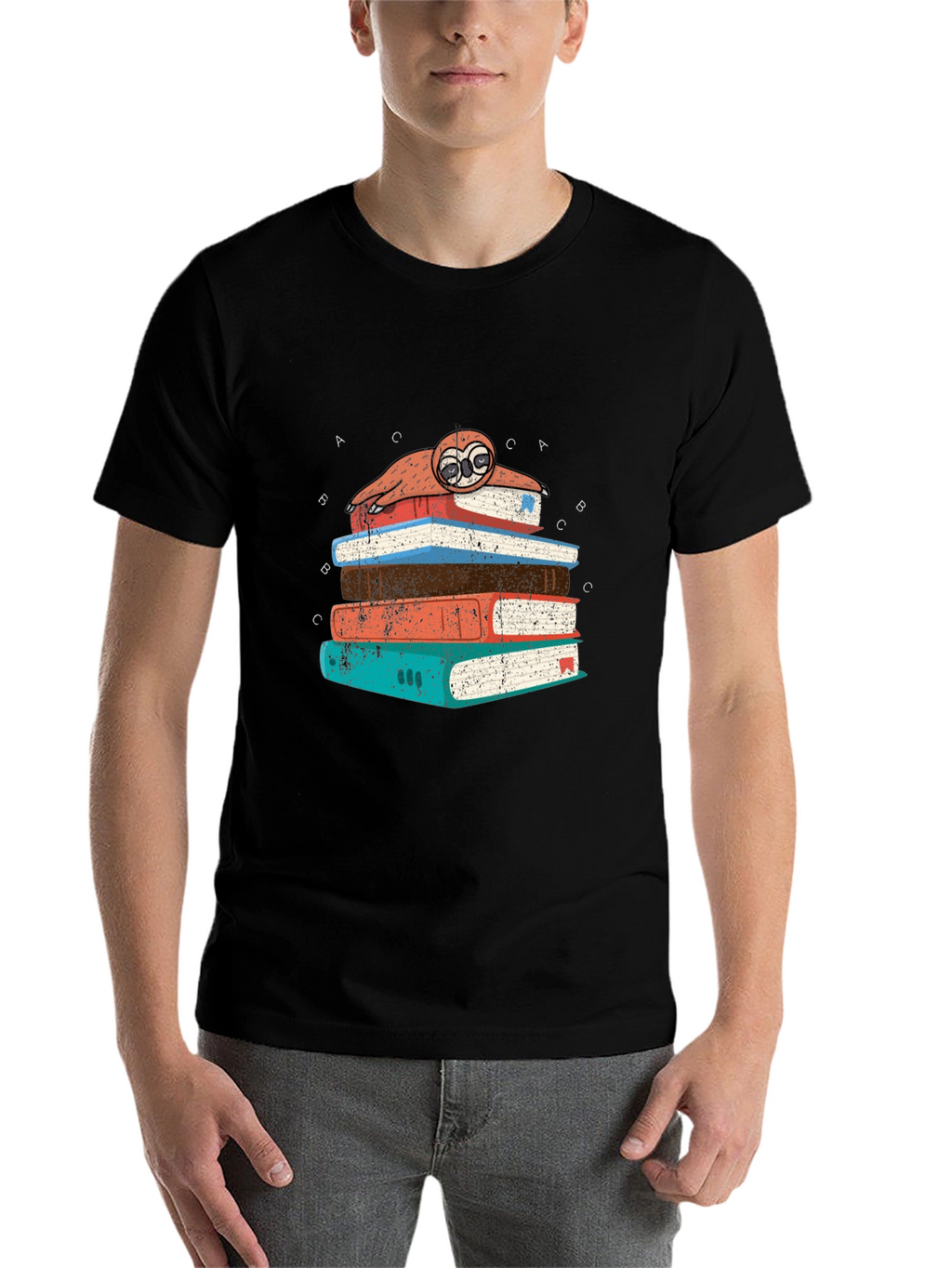 Sloth on Books T-Shirt - Readers Delight