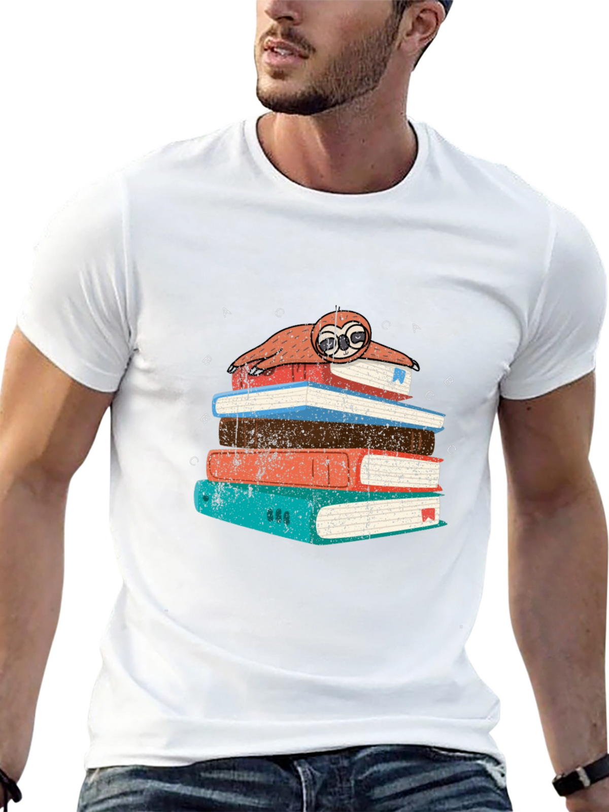 Sloth on Books T-Shirt - Readers Delight