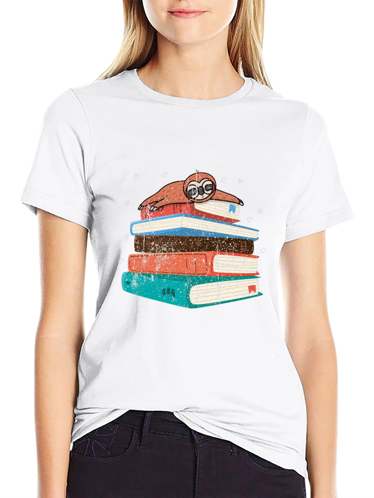 Sloth on Books T-Shirt - Readers Delight