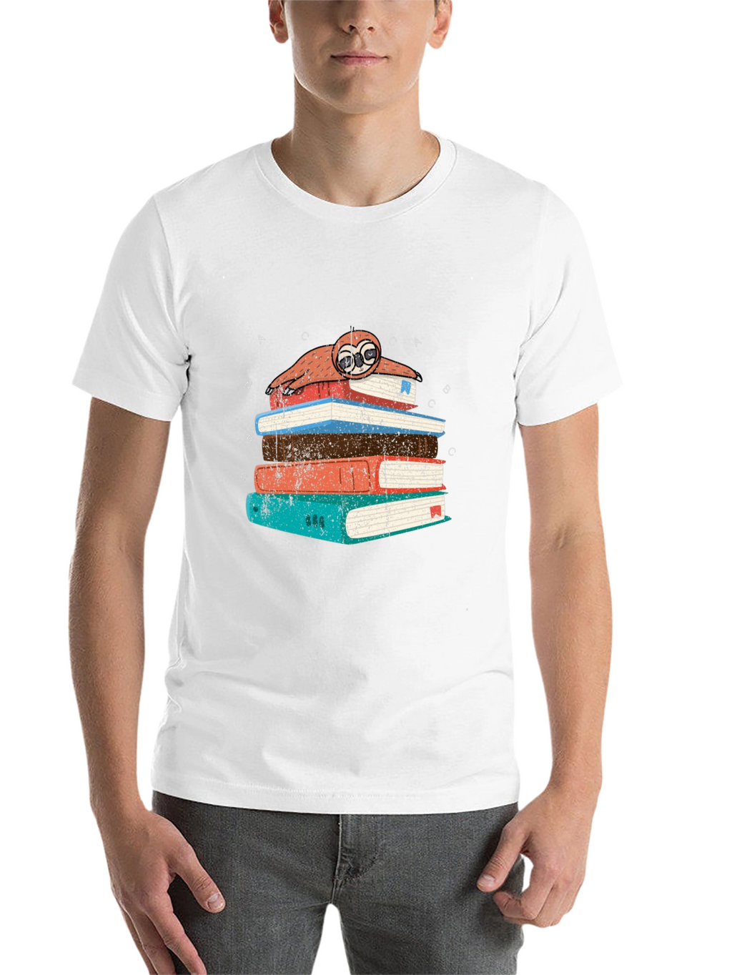 Sloth on Books T-Shirt - Readers Delight