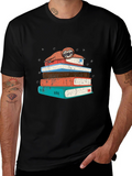 Sloth on Books T-Shirt - Readers Delight