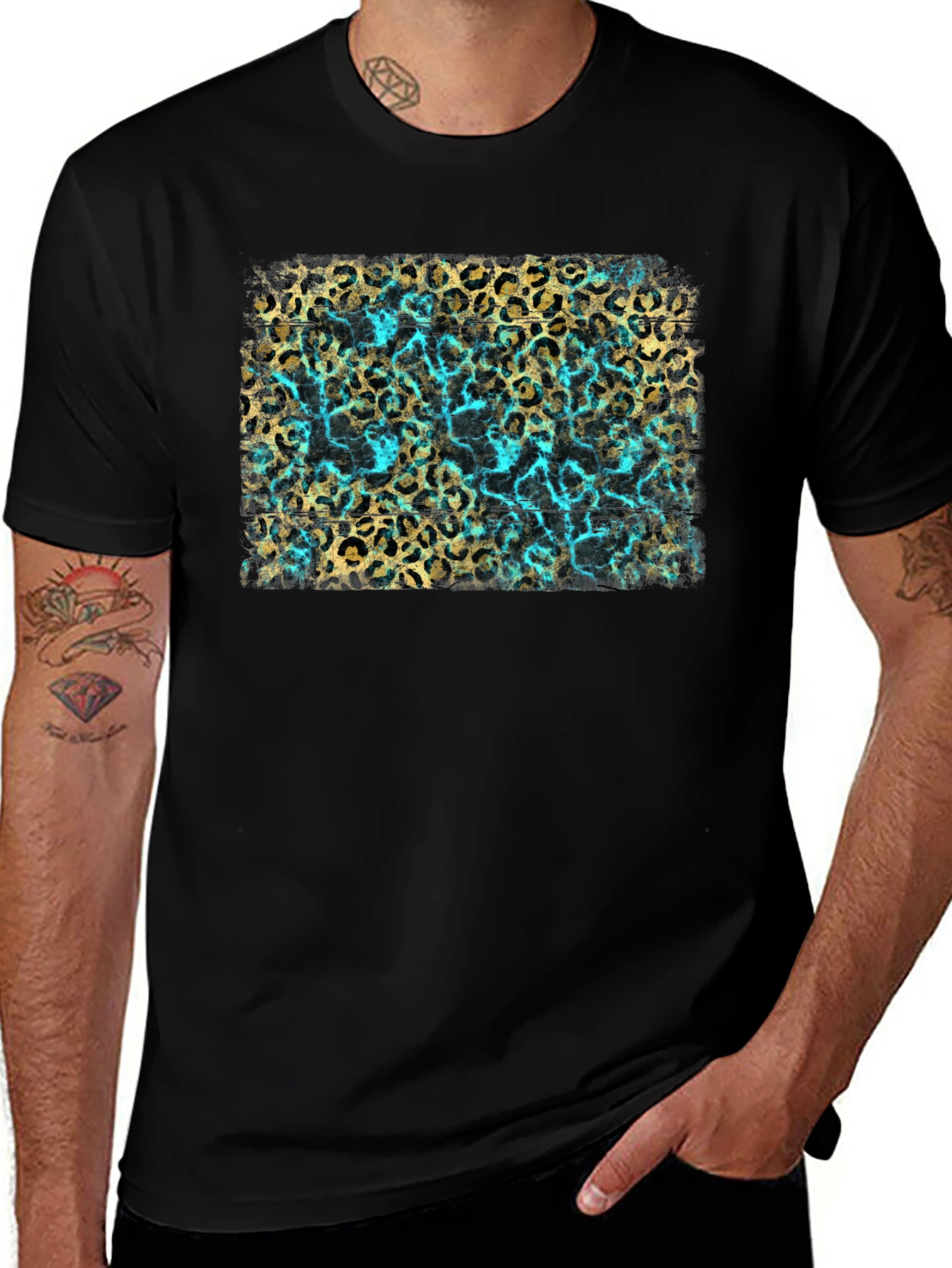 Leopard Print & Turquoise Graphic Tee