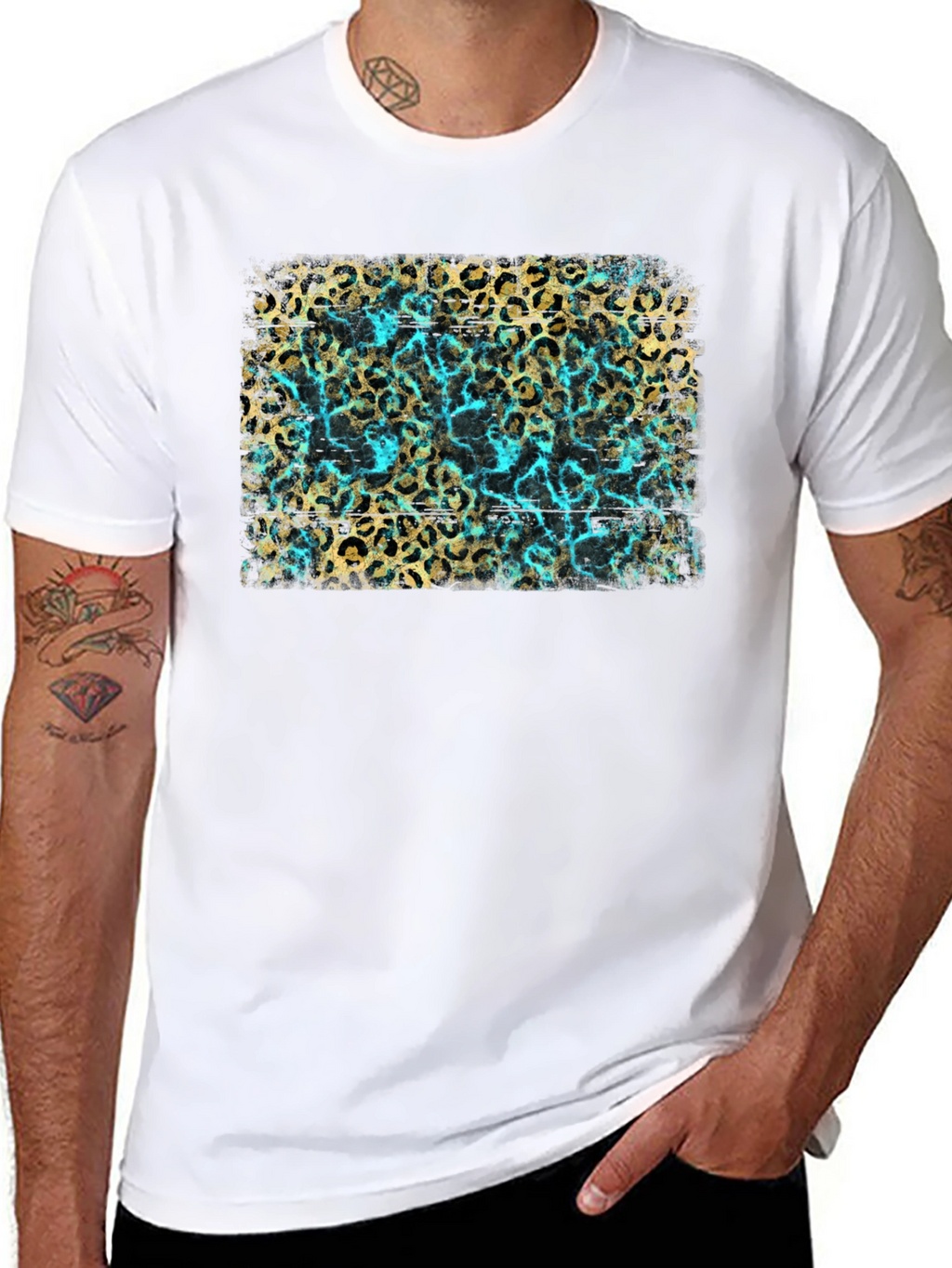 Leopard Print & Turquoise Graphic Tee