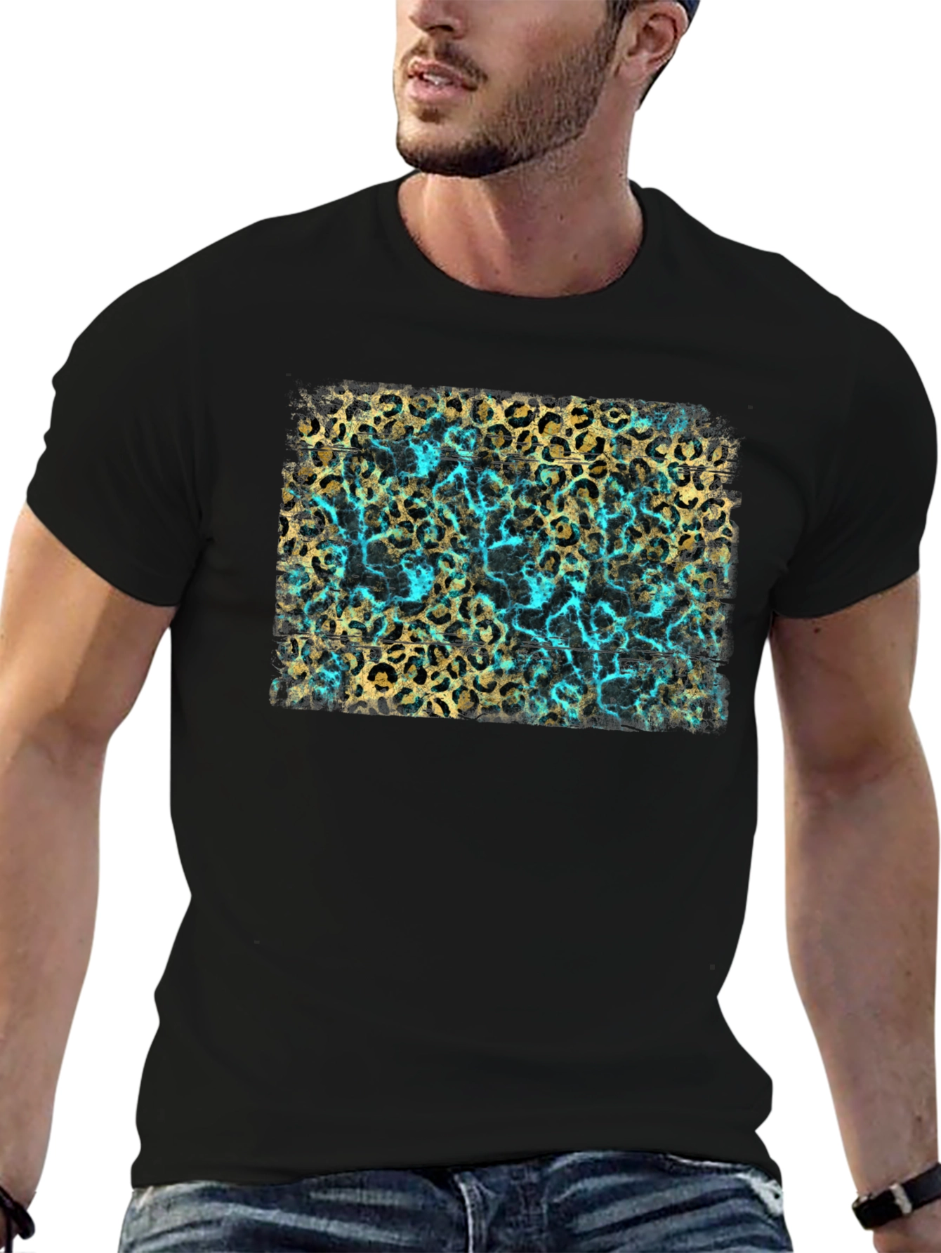 Leopard Print & Turquoise Graphic Tee