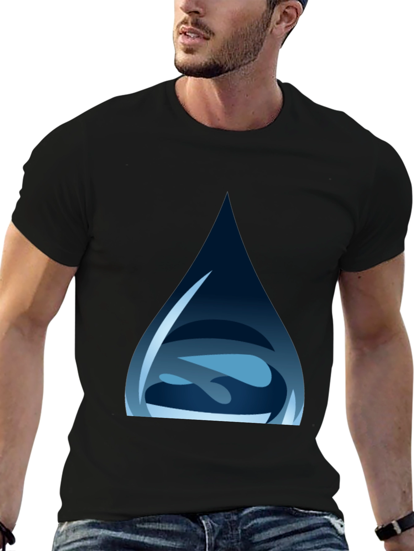 Water Drop Graphic Tee - Stylish Black T-Shirt