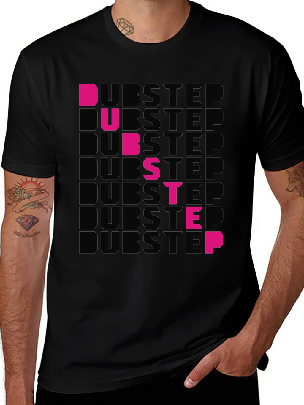 Dubstep Graphic Print Black T-Shirt