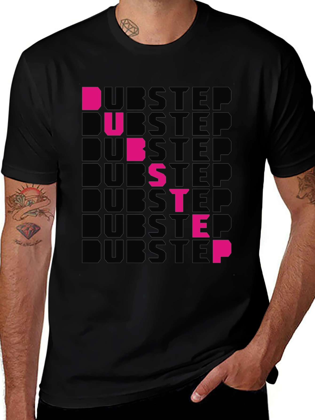 Dubstep Graphic Print Black T-Shirt