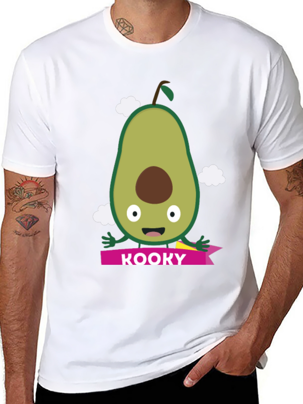 Kooky Avocado Graphic Tee - Black Cotton T-Shirt