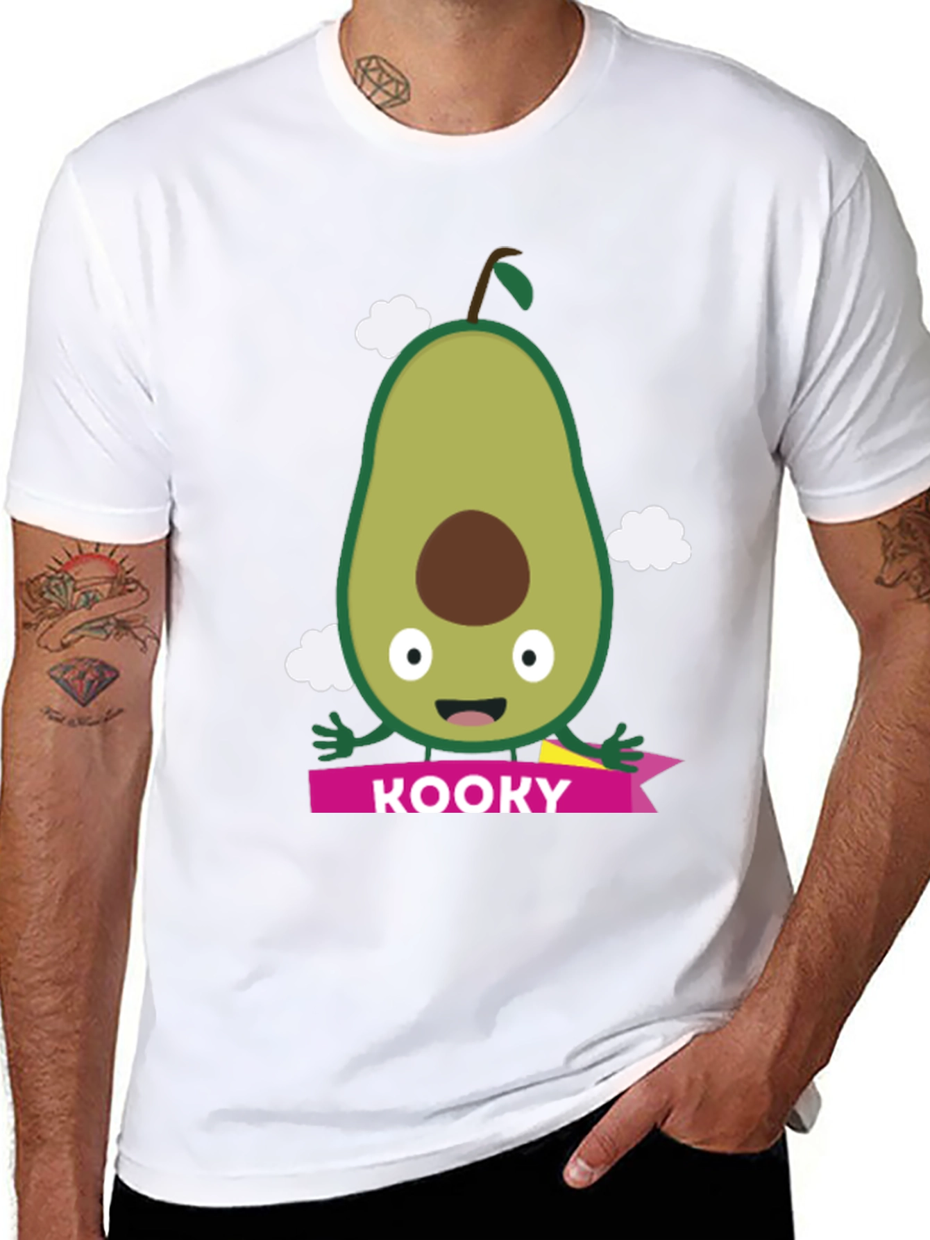 Kooky Avocado Graphic Tee - Black Cotton T-Shirt