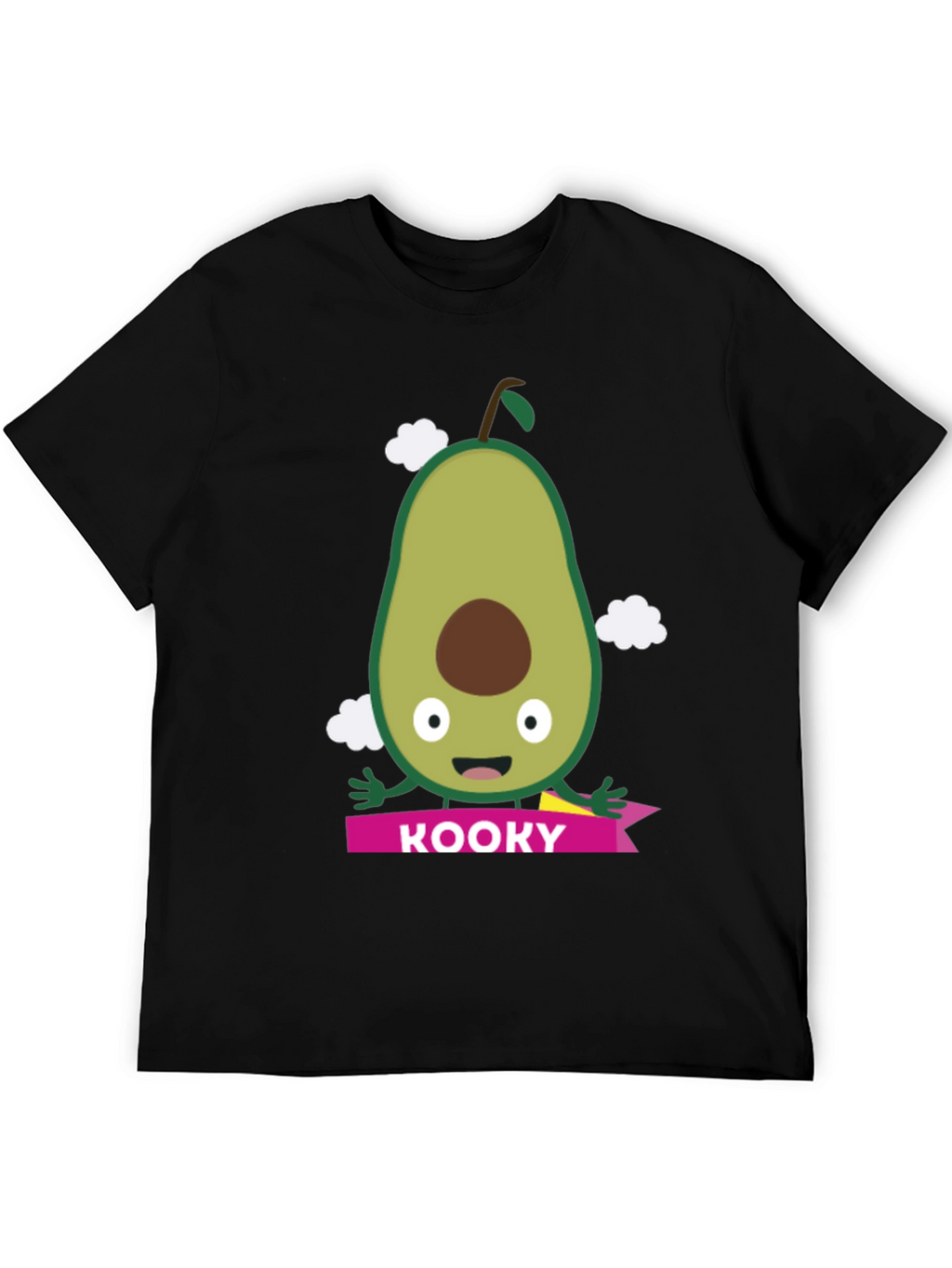 Kooky Avocado Graphic Tee - Black Cotton T-Shirt