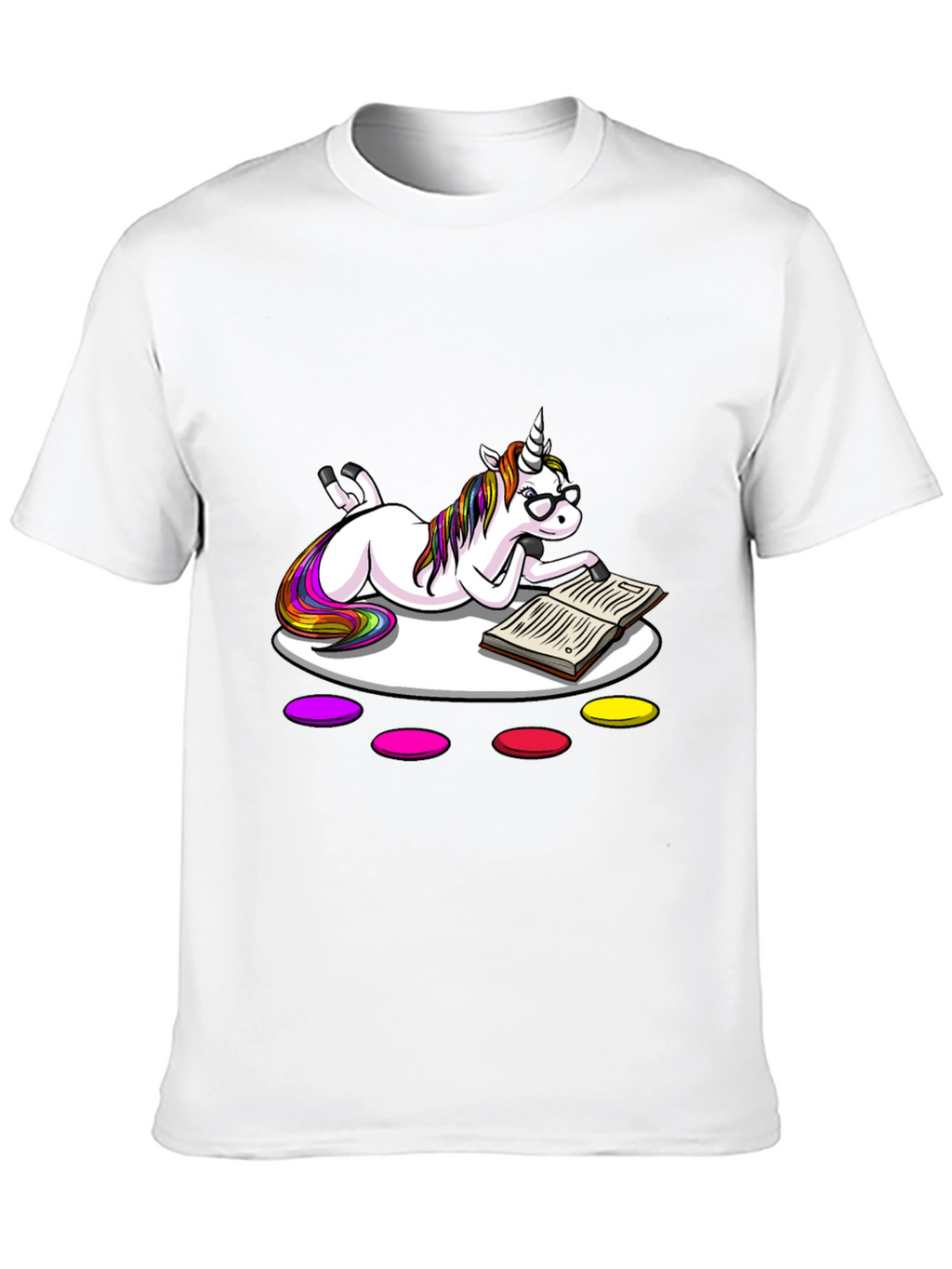 Unicorn Reading Book Black T-Shirt