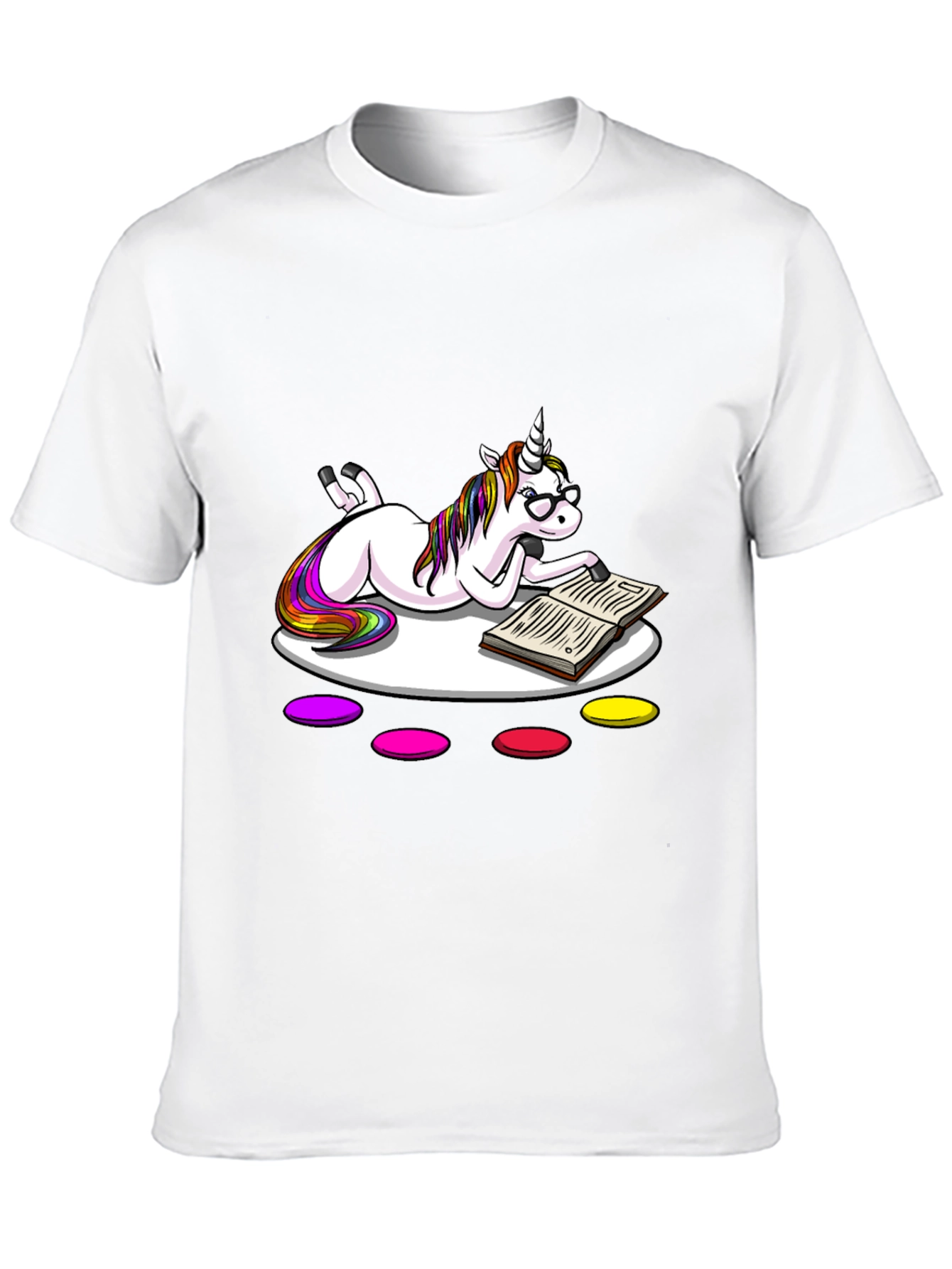 Unicorn Reading Book Black T-Shirt