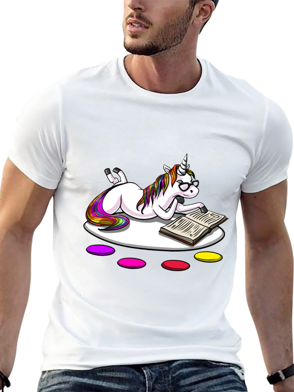 Unicorn Reading Book Black T-Shirt