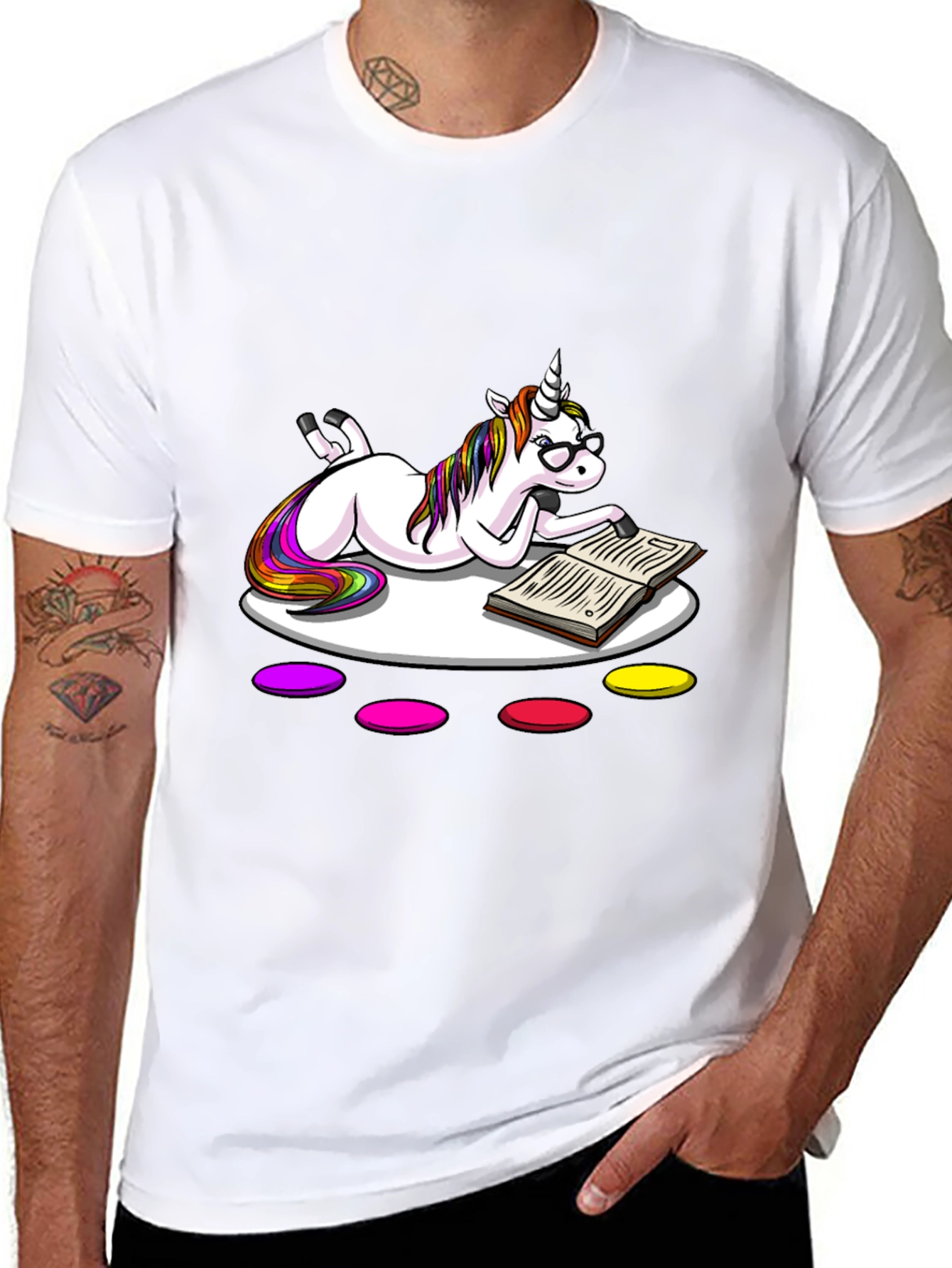 Unicorn Reading Book Black T-Shirt