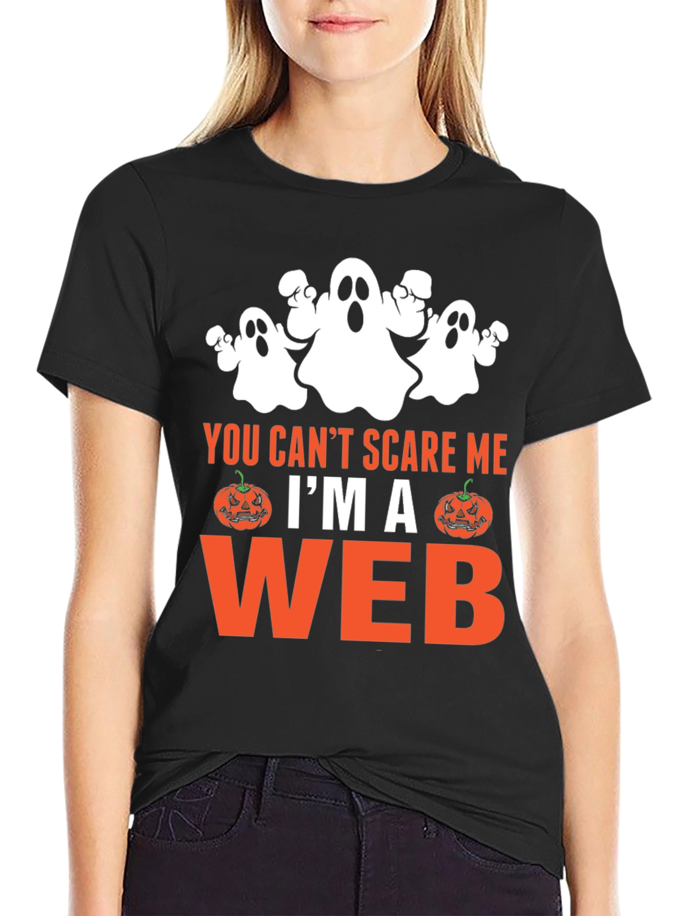 Funny Halloween T-Shirt: You Cant Scare Me Im A Web