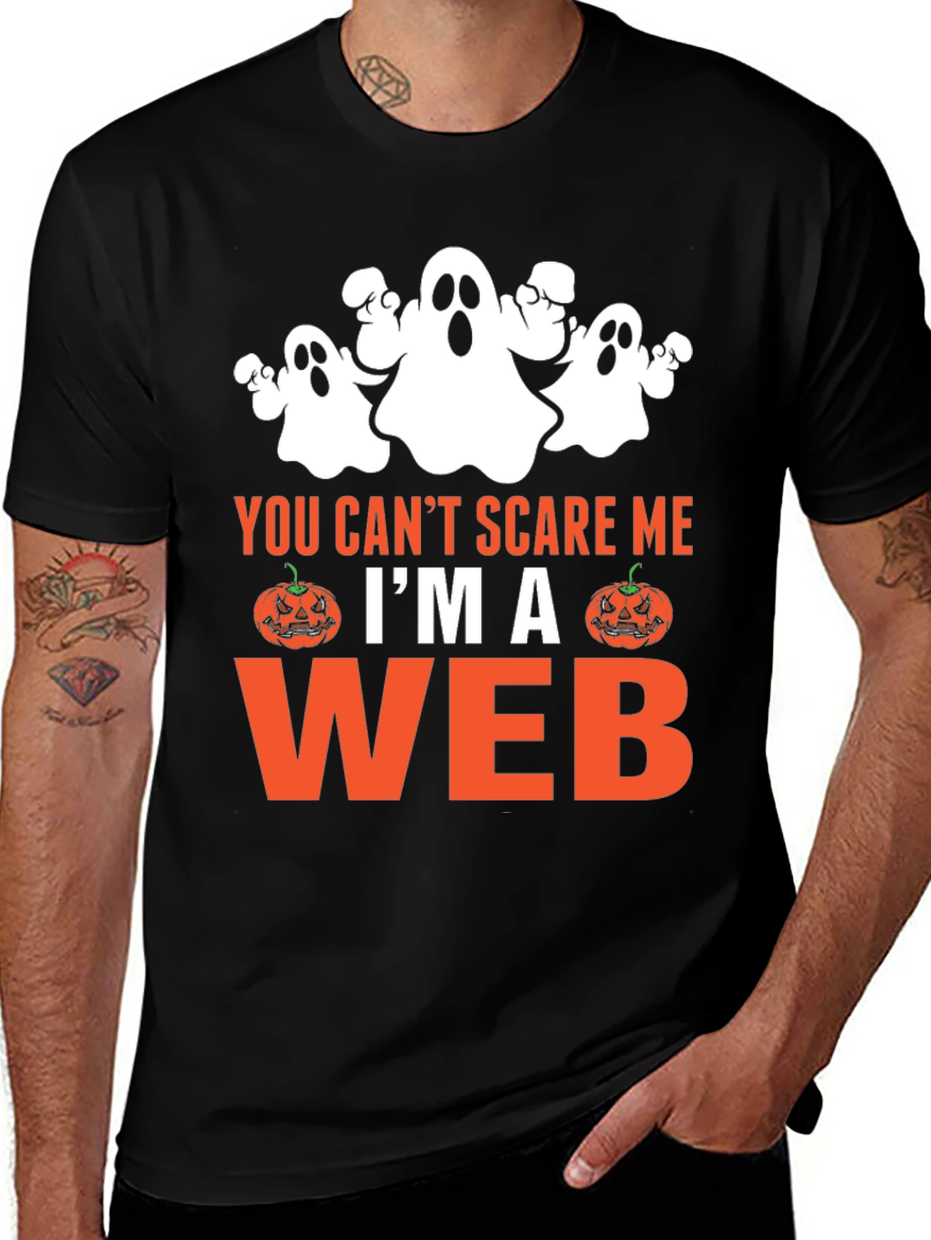 Funny Halloween T-Shirt: You Cant Scare Me Im A Web