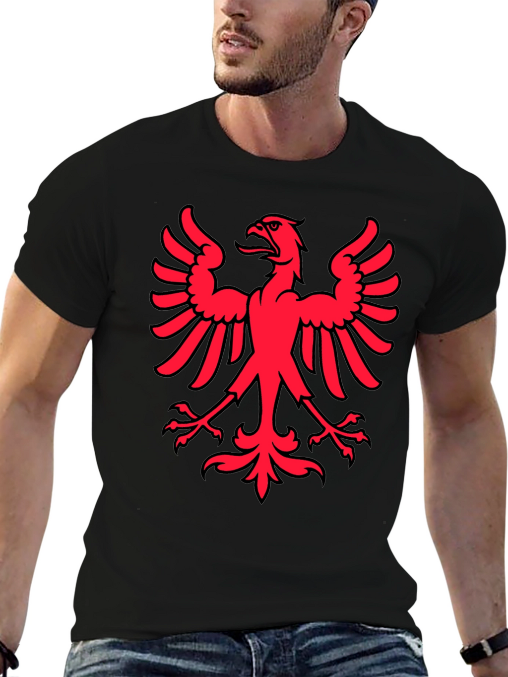 Red Eagle Graphic Black T-Shirt