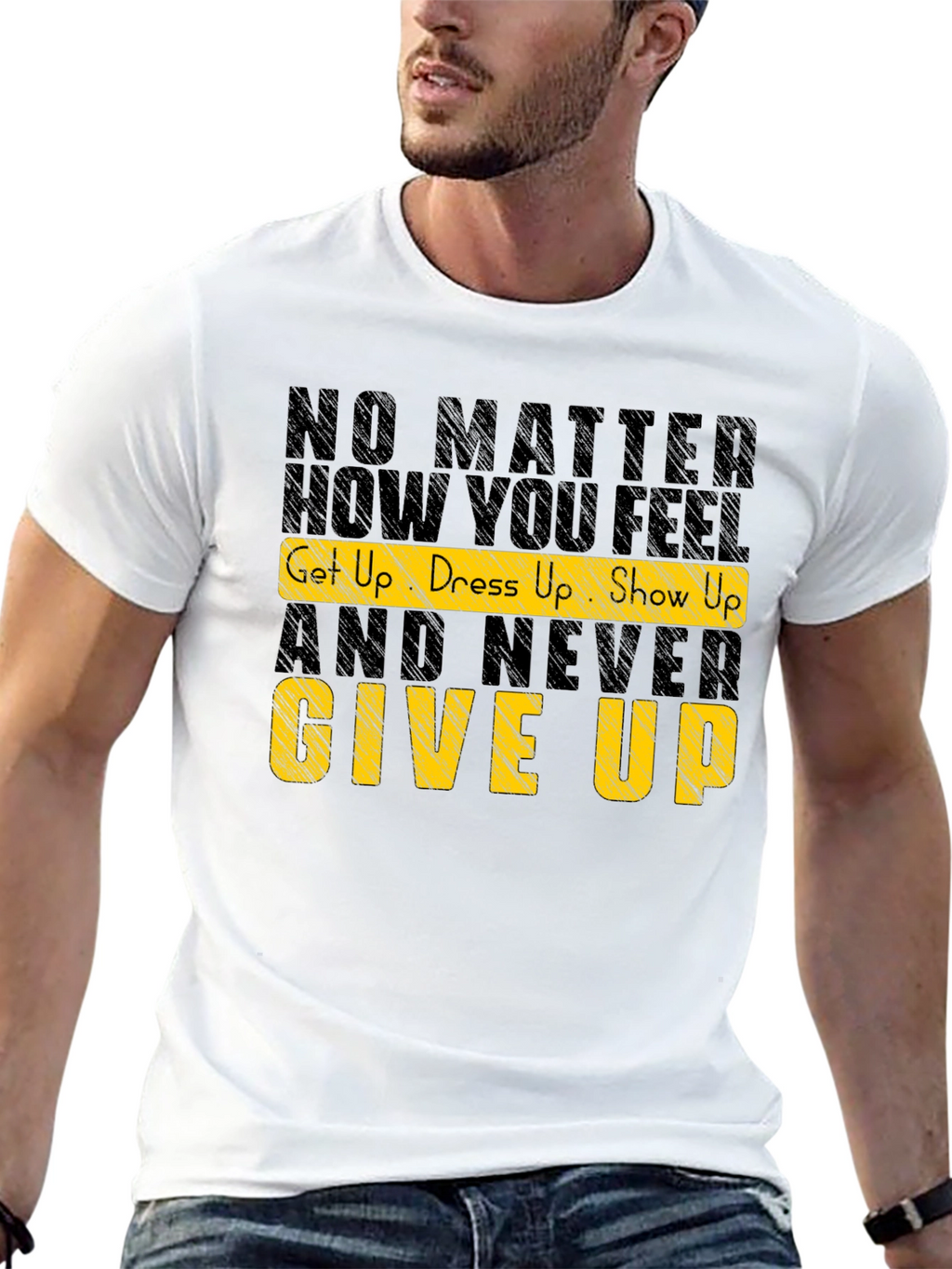 Motivational Graphic Tee: Never Give Up Shirt