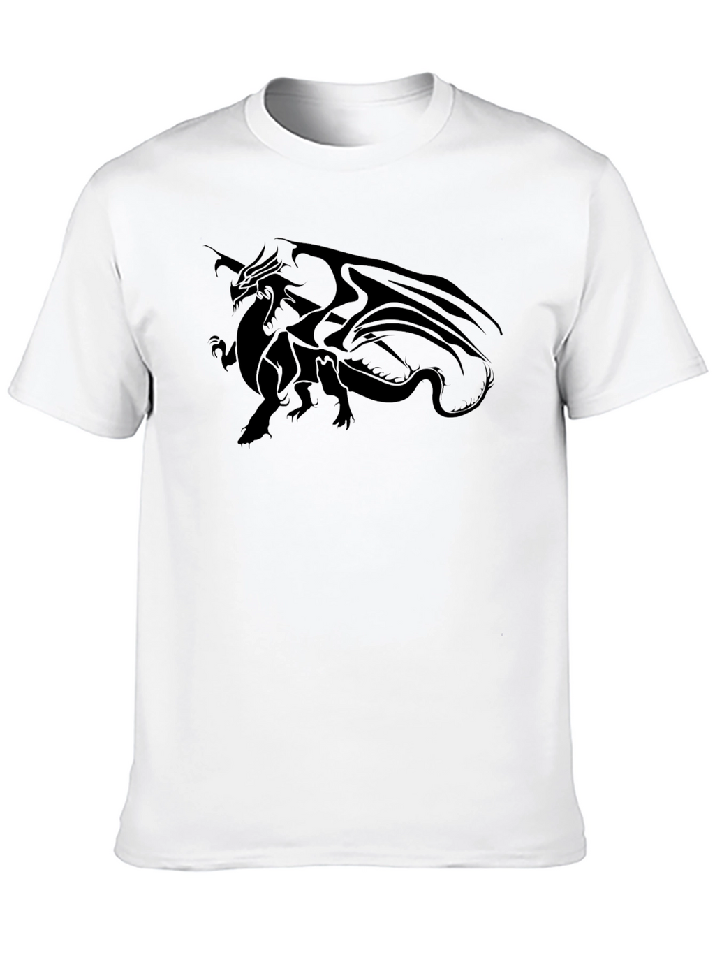 Dragon Graphic Tee - Black Cotton Casual T-Shirt