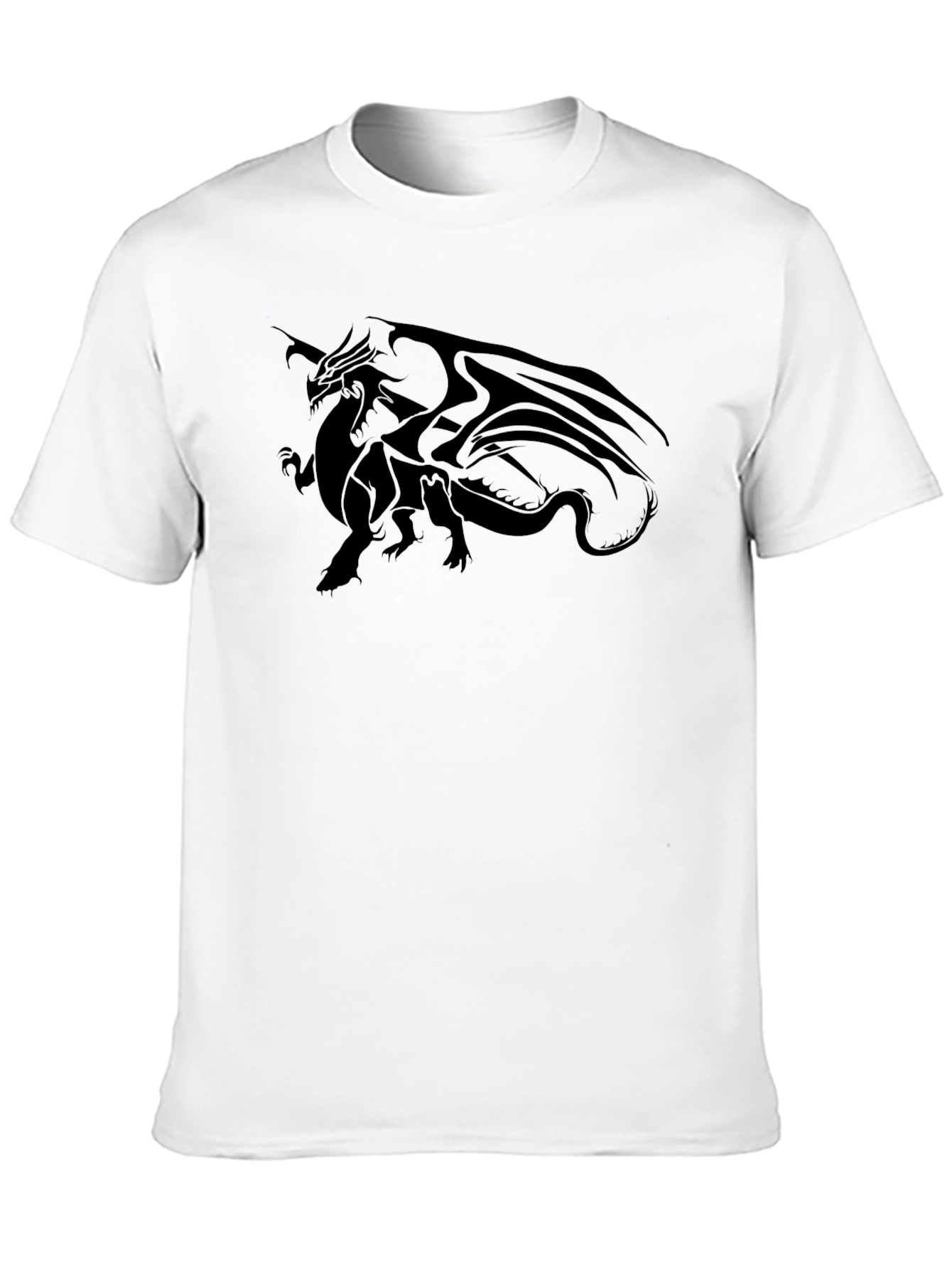 Dragon Graphic Tee - Black Cotton Casual T-Shirt