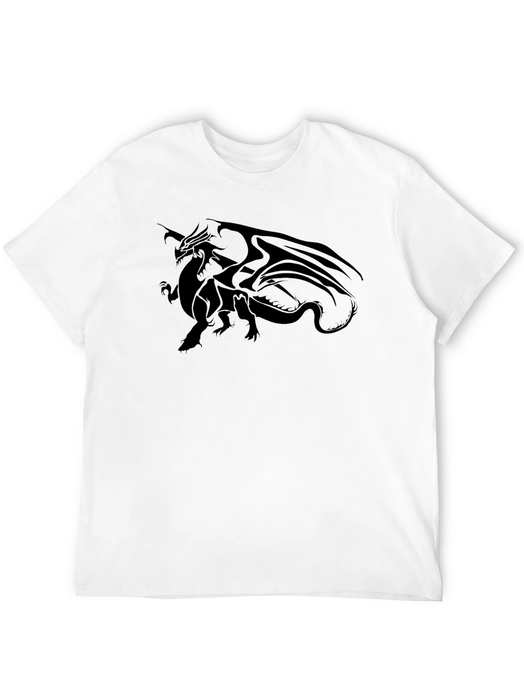 Dragon Graphic Tee - Black Cotton Casual T-Shirt