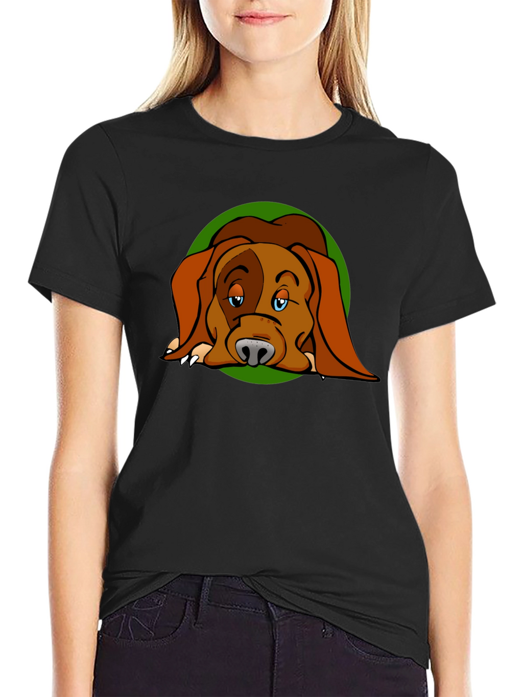 Dog Cartoon Graphic Black T-Shirt