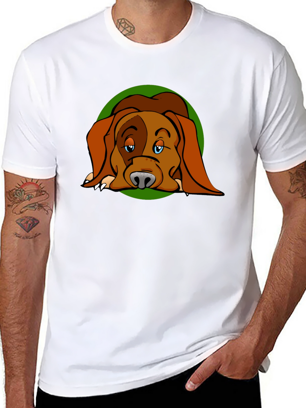 Dog Cartoon Graphic Black T-Shirt