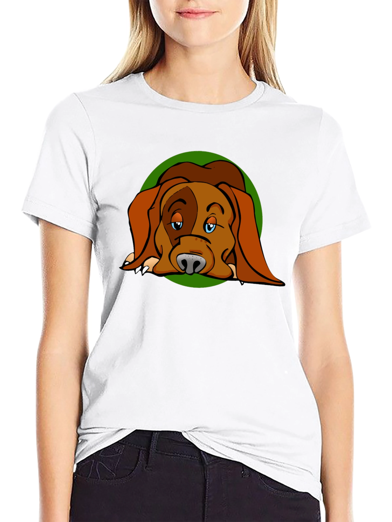 Dog Cartoon Graphic Black T-Shirt