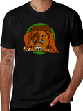 Dog Cartoon Graphic Black T-Shirt