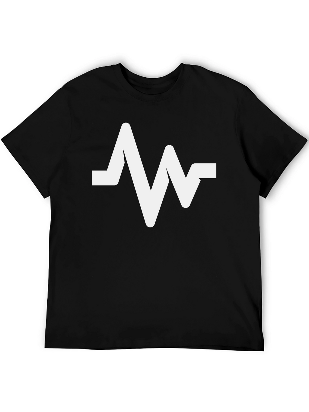 Black T-Shirt with White Pulse Graphic