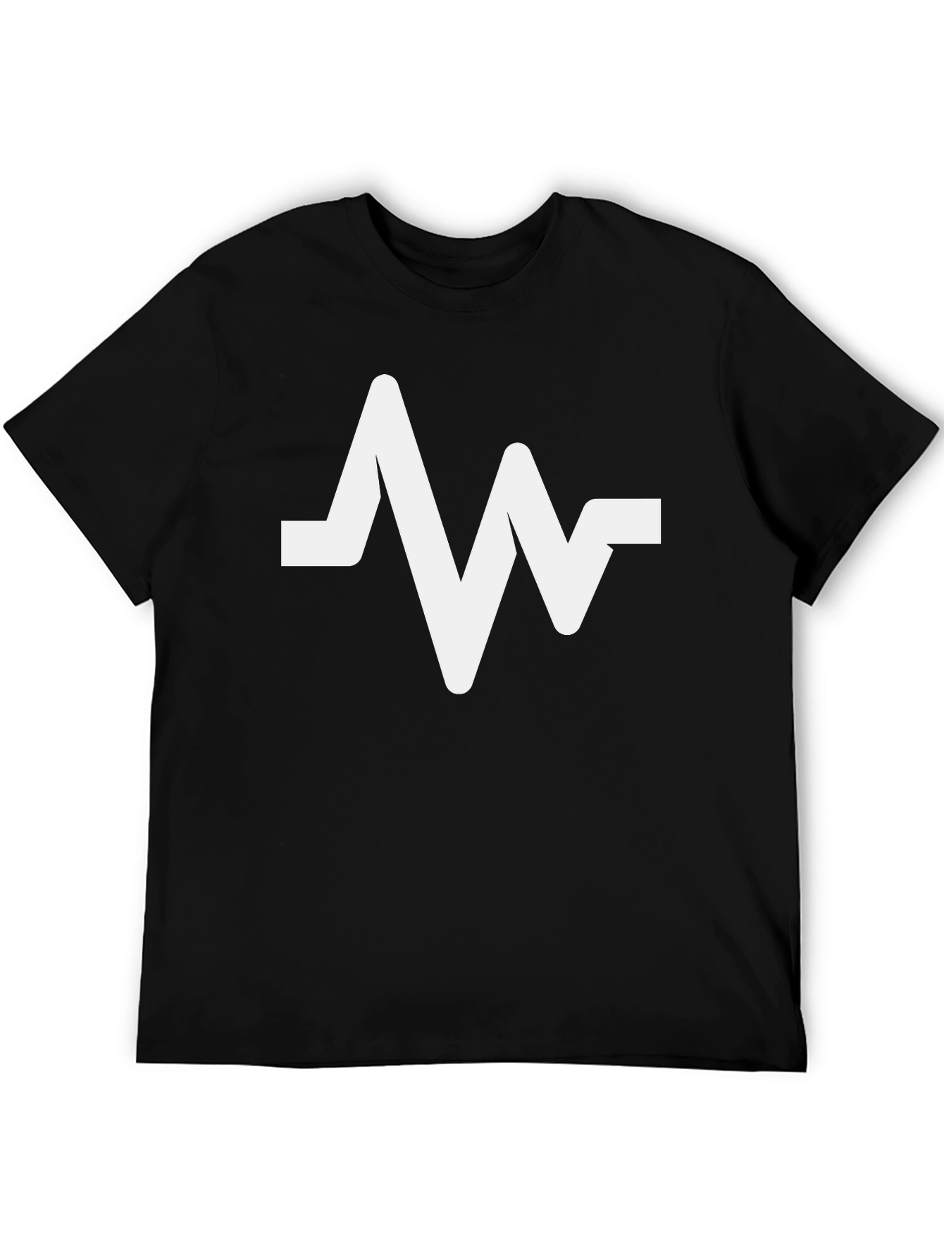 Black T-Shirt with White Pulse Graphic