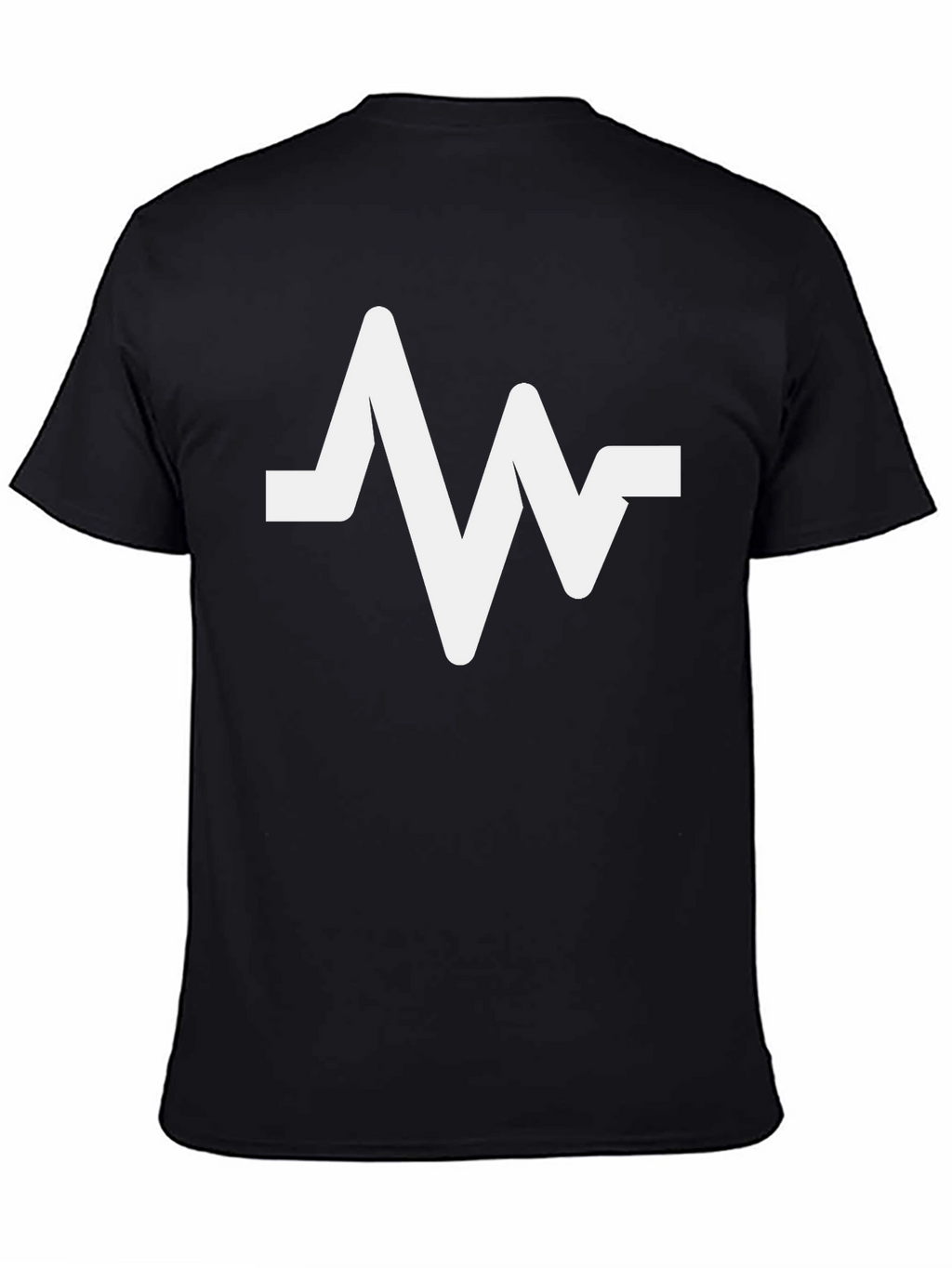 Black T-Shirt with White Pulse Graphic