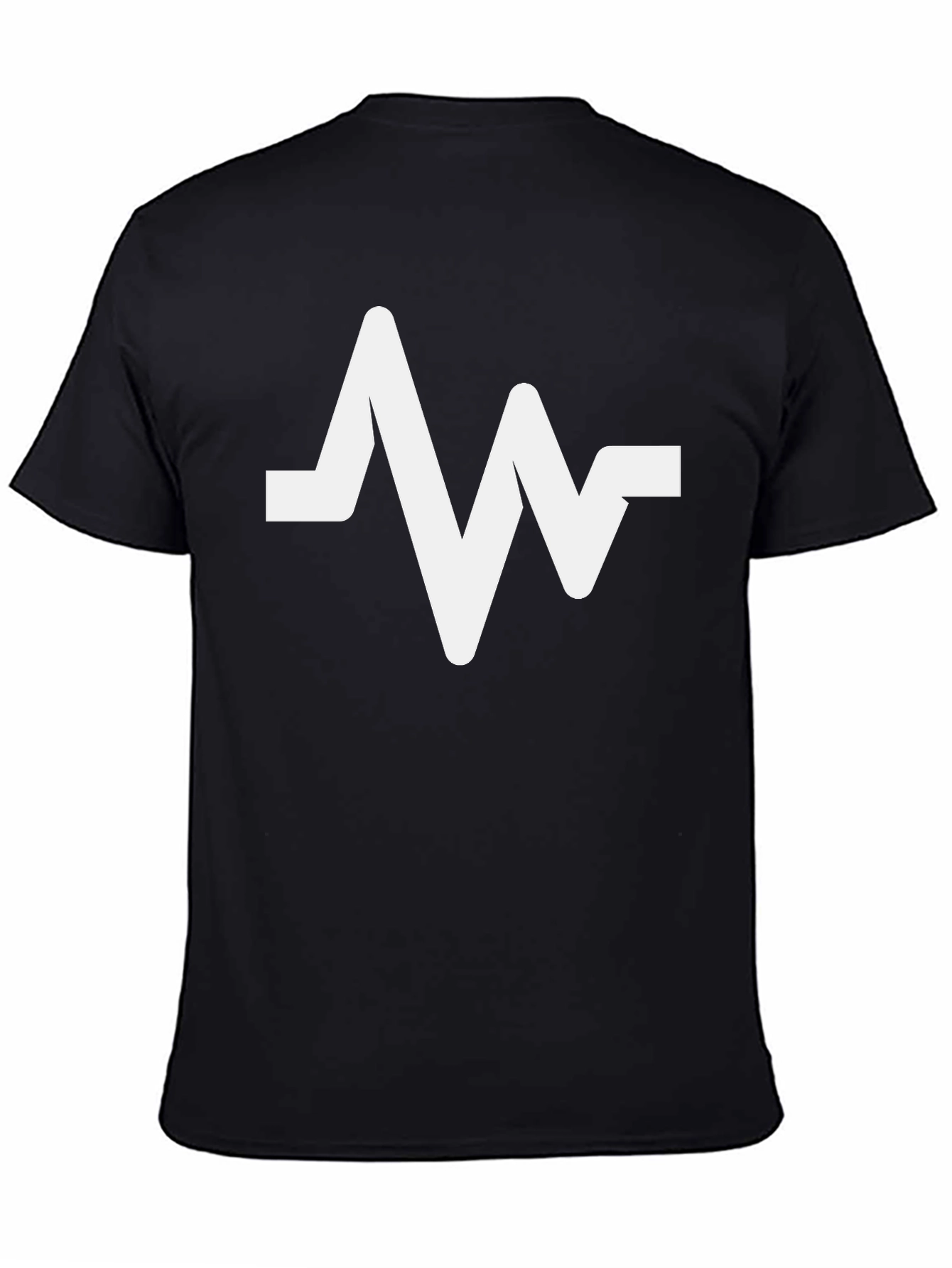 Black T-Shirt with White Pulse Graphic