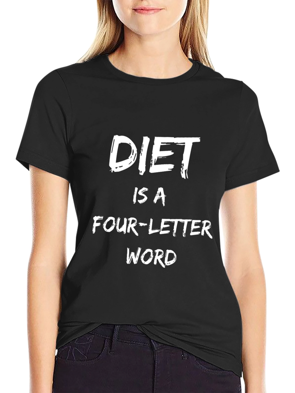 Funny Diet Four-Letter Word Black T-Shirt