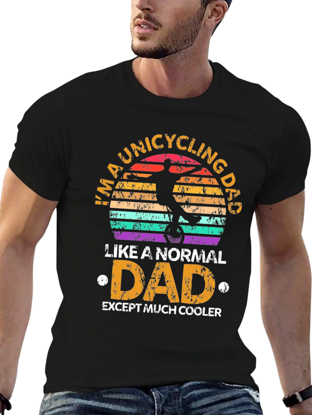 Unicycling Dad T-Shirt - Cool Fathers Day Gift