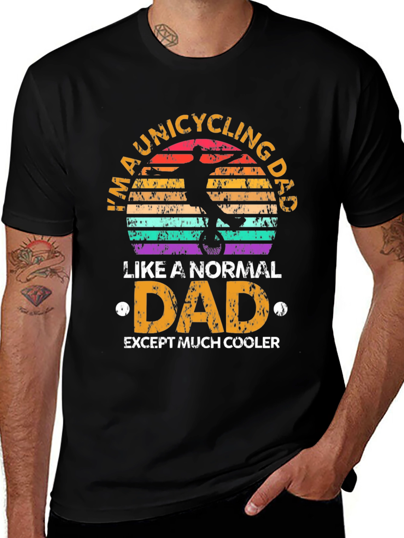 Unicycling Dad T-Shirt - Cool Fathers Day Gift