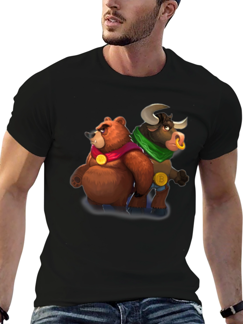 Bear & Bull Crypto T-Shirt - Black