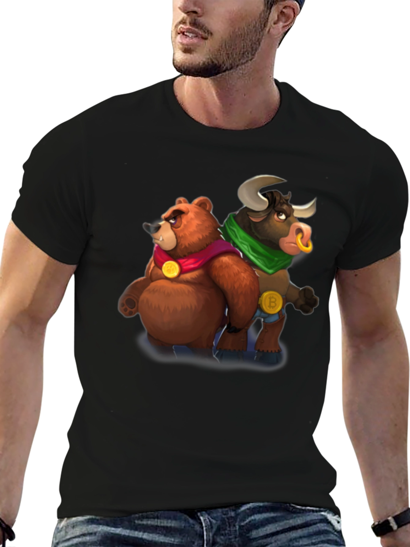 Bear & Bull Crypto T-Shirt - Black
